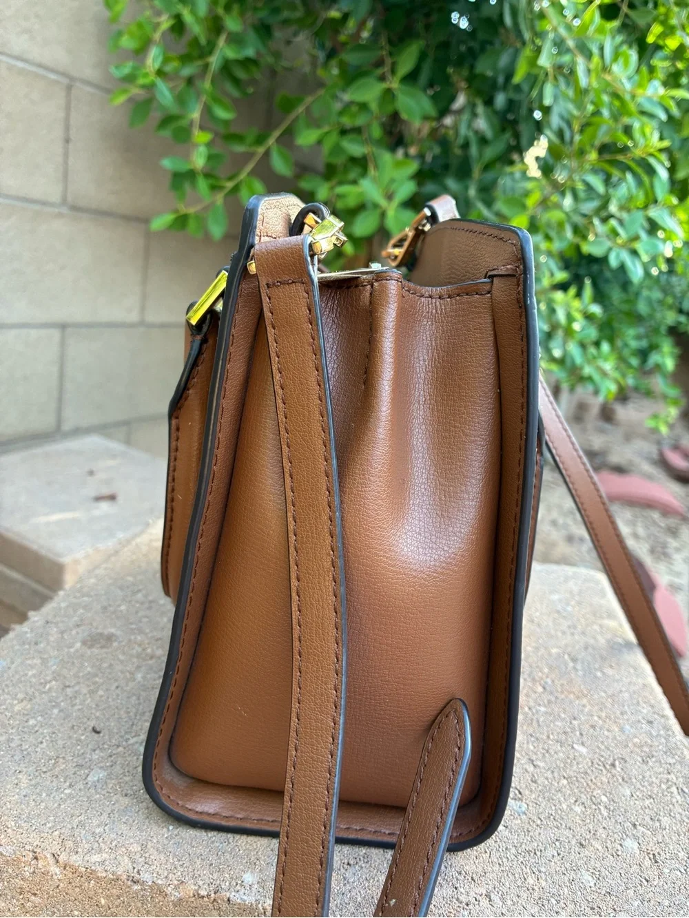 Michael Kors Brown and Tan Logo Satchel with Matching Zip Wallet
